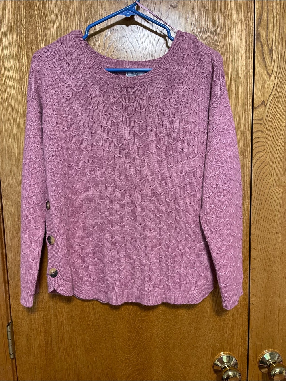 Fat Face Dusty Rose Crewneck Sweater with Side Buttons